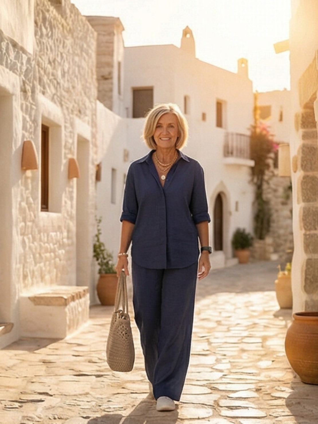 Vivian | Women's Wide-Leg Pants & Casual Button-Down Shirt Set