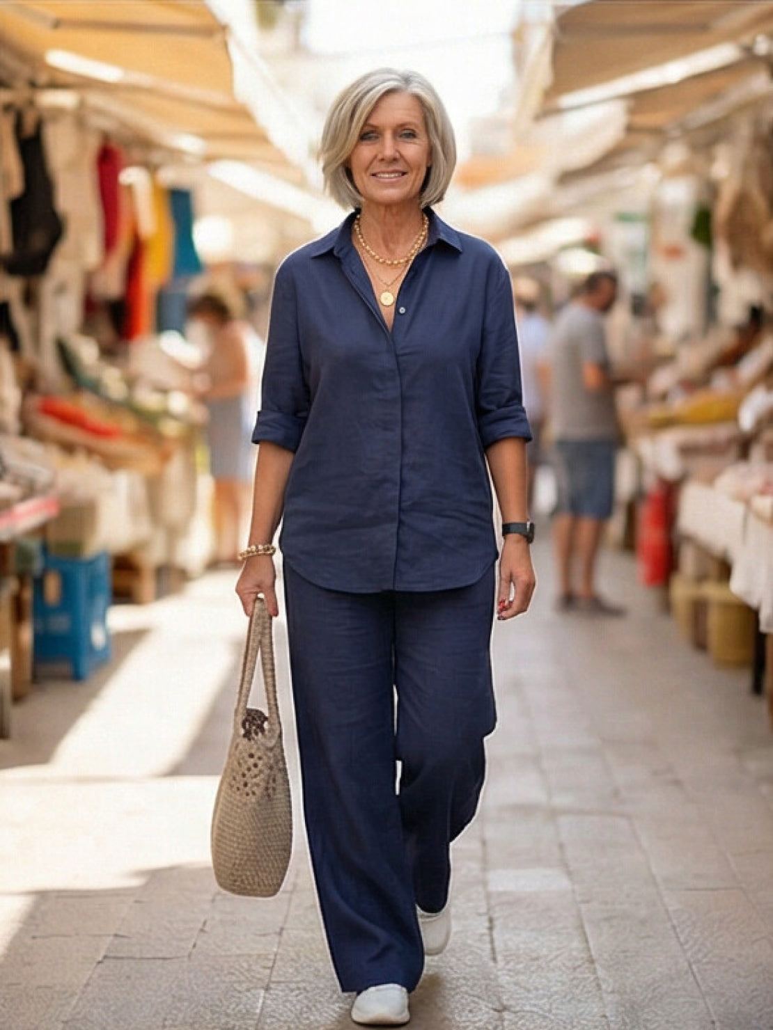 Vivian | Women's Wide-Leg Pants & Casual Button-Down Shirt Set