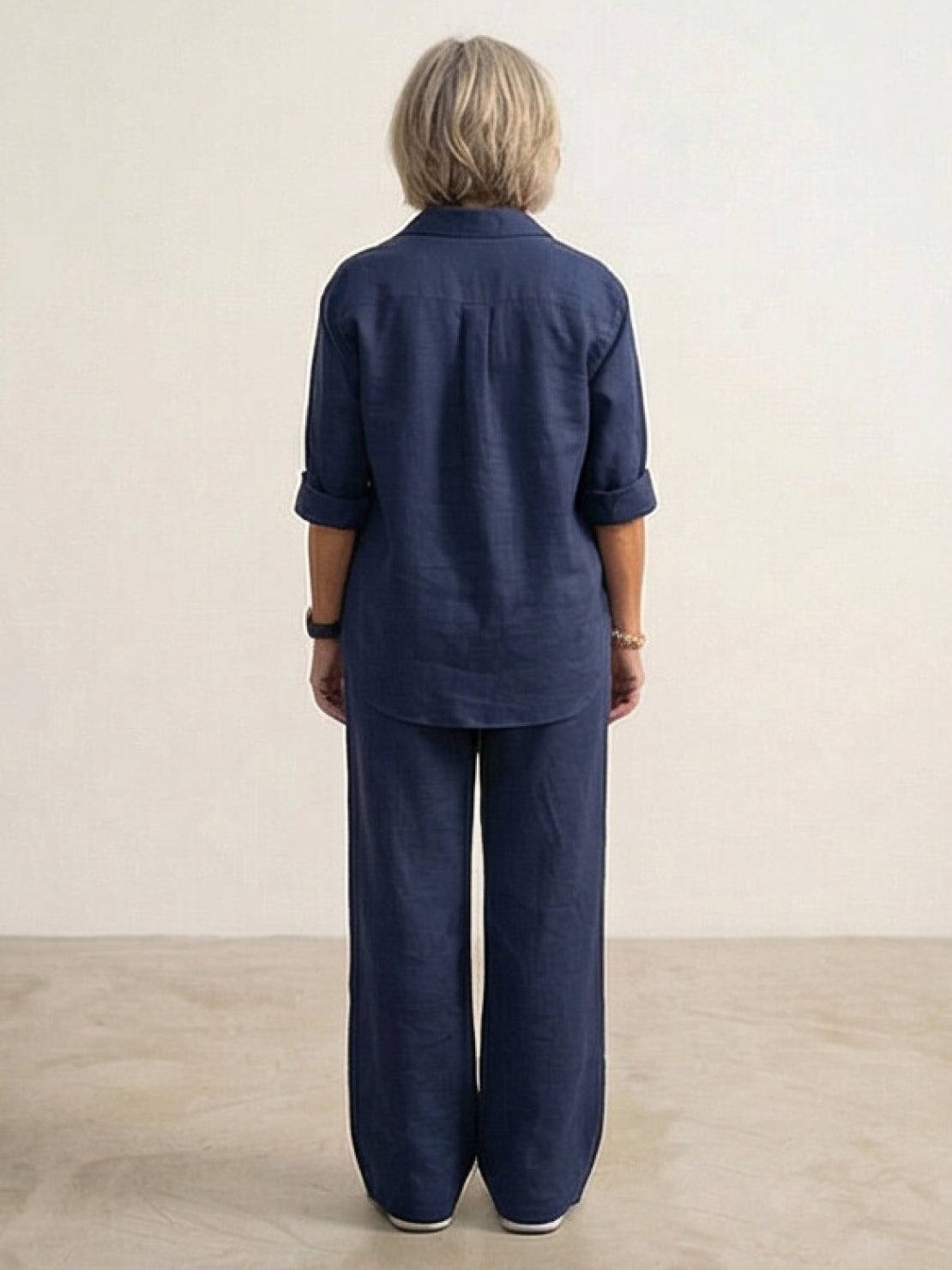 Vivian | Women's Wide-Leg Pants & Casual Button-Down Shirt Set