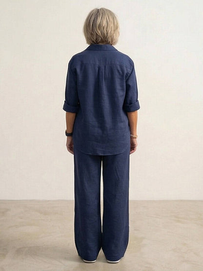 Vivian | Women's Wide-Leg Pants & Casual Button-Down Shirt Set