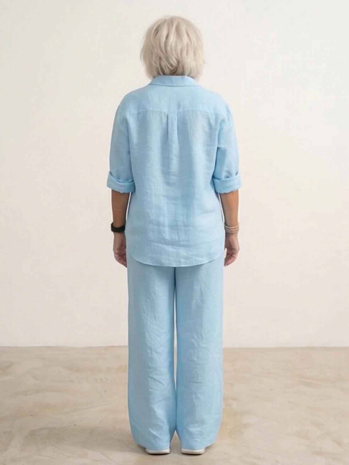 Vivian | Women's Wide-Leg Pants & Casual Button-Down Shirt Set