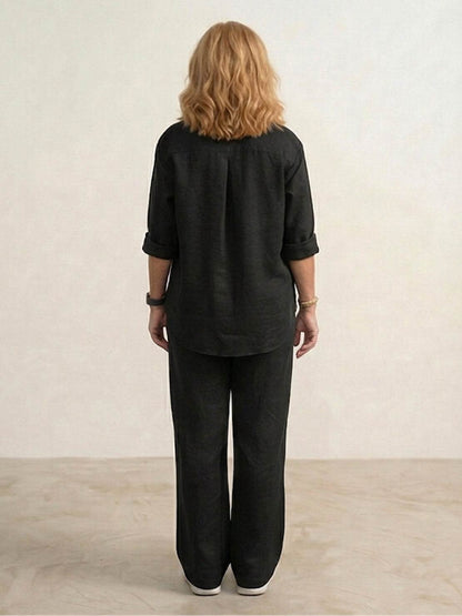 Vivian | Women's Wide-Leg Pants & Casual Button-Down Shirt Set