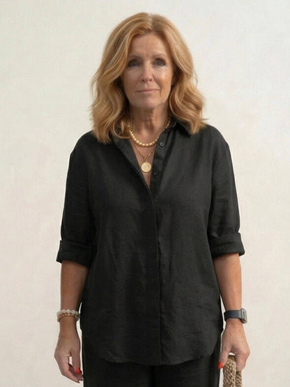 Vivian | Women's Wide-Leg Pants & Casual Button-Down Shirt Set