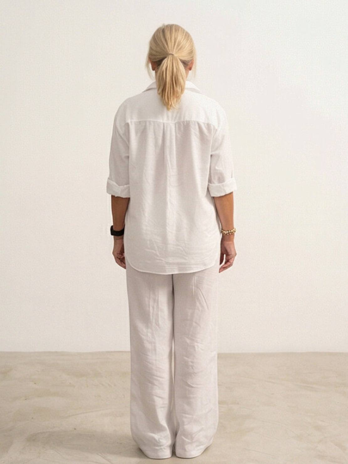 Vivian | Women's Wide-Leg Pants & Casual Button-Down Shirt Set