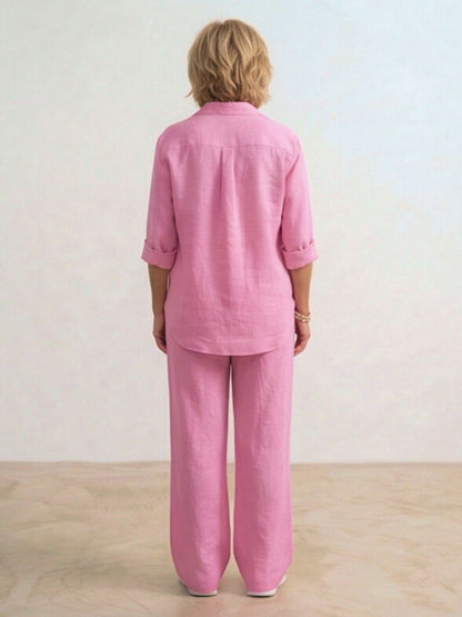 Vivian | Women's Wide-Leg Pants & Casual Button-Down Shirt Set