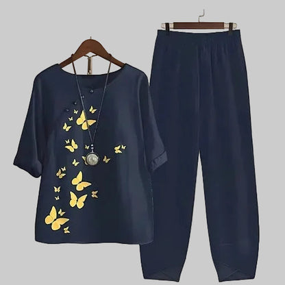 Stephanie | Women's Two Piece Set Butterfly Print