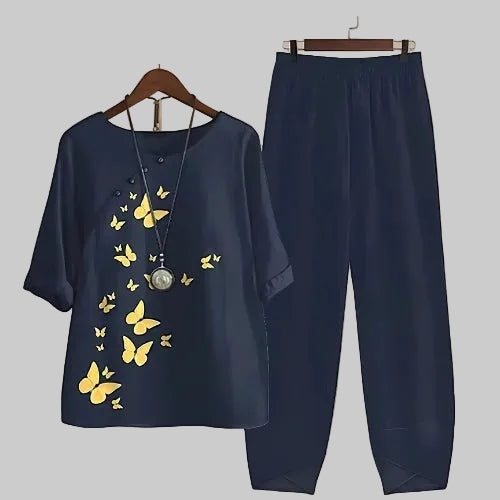 Stephanie | Women's Two Piece Set Butterfly Print