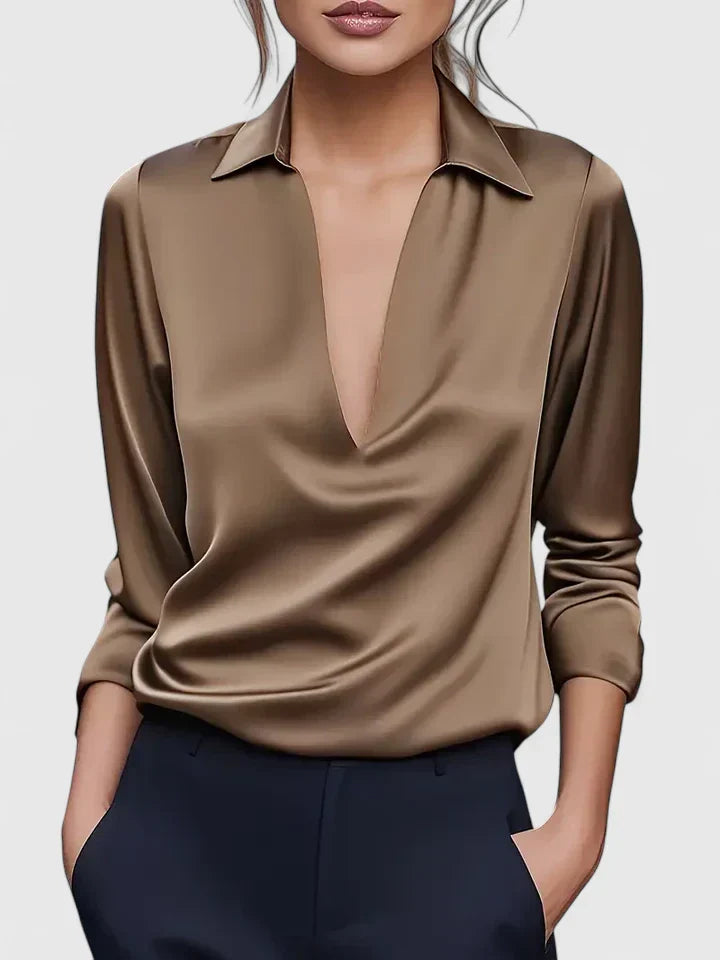 Eugenie | Women's Collared Long Sleeve Blouse