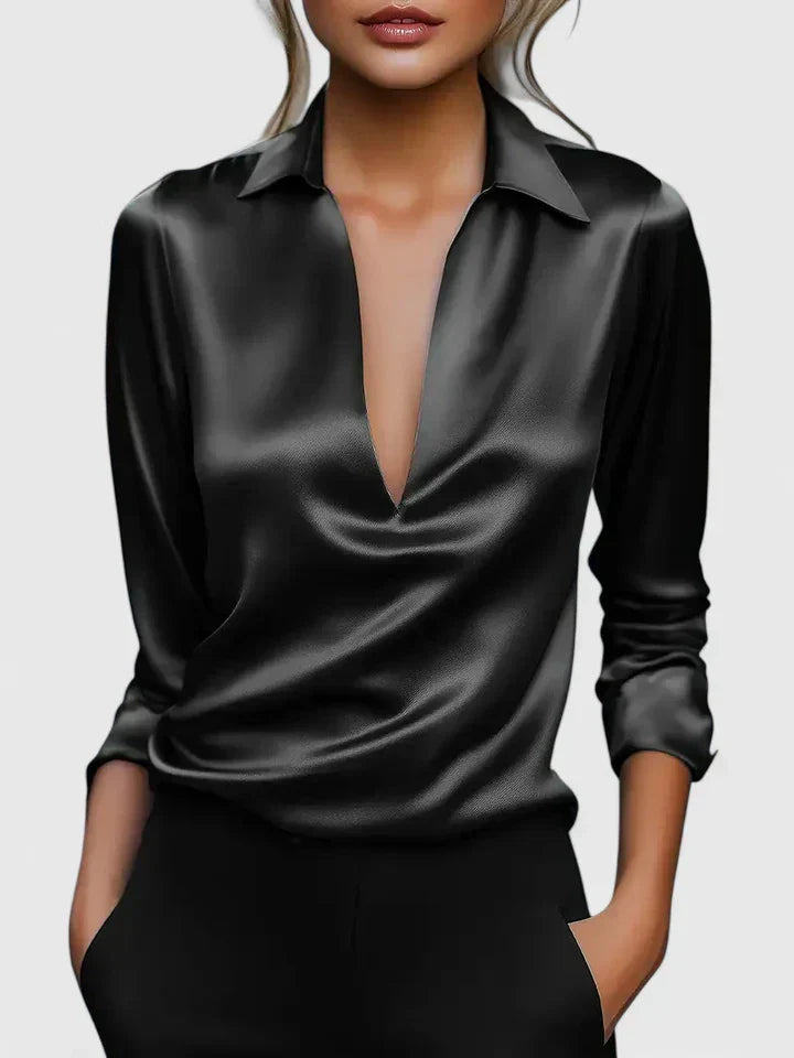 Eugenie | Women's Collared Long Sleeve Blouse