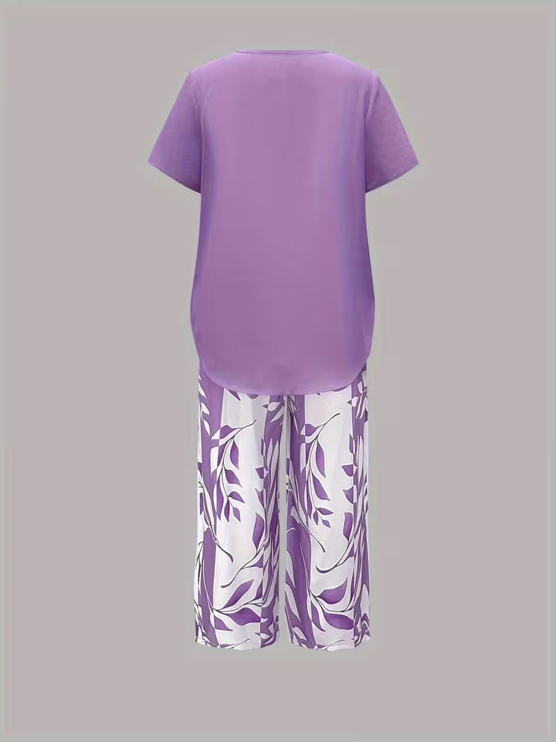 Kate2™ | Women's Leaf Print Two Piece Set