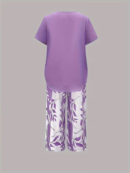 Kate2™ | Women's Leaf Print Two Piece Set