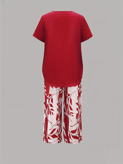 Kate2™ | Women's Leaf Print Two Piece Set