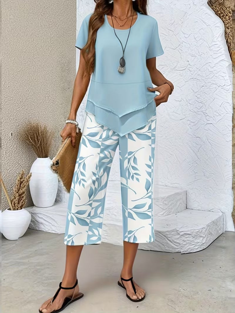 Kate2™ | Women's Leaf Print Two Piece Set