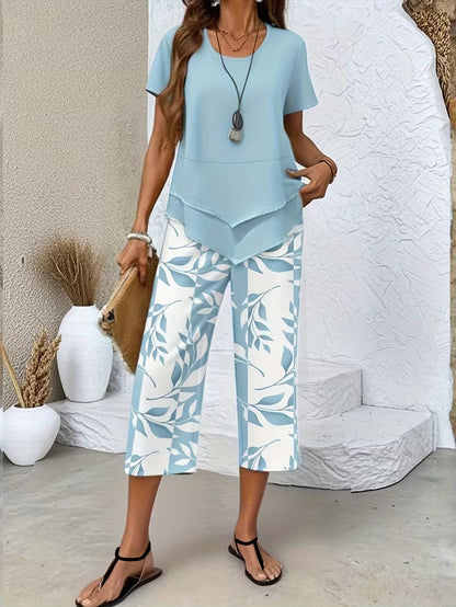 Kate2™ | Women's Leaf Print Two Piece Set