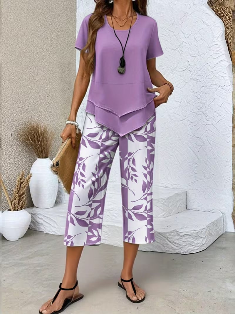 Kate2™ | Women's Leaf Print Two Piece Set
