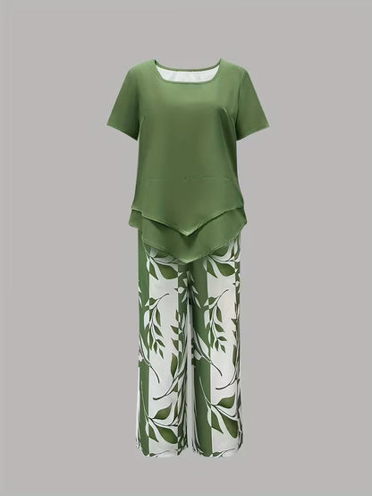 Kate2™ | Women's Leaf Print Two Piece Set