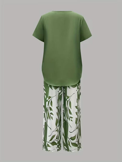 Kate2™ | Women's Leaf Print Two Piece Set