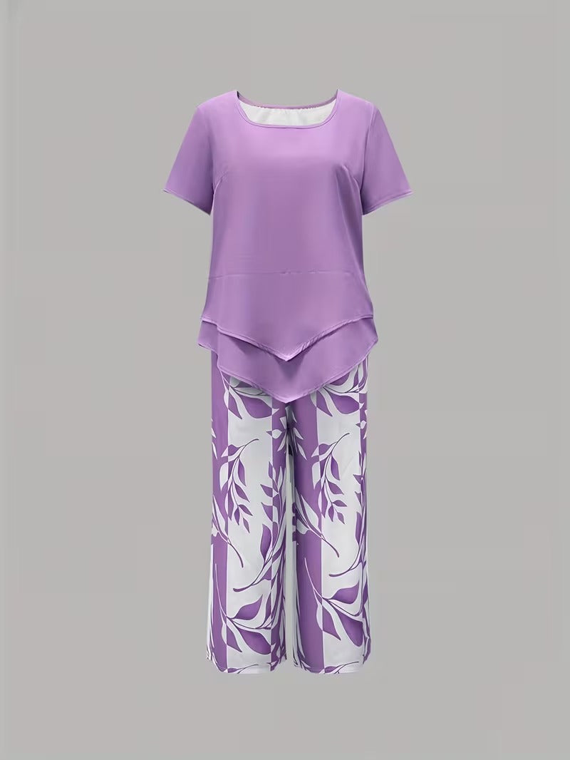 Kate2™ | Women's Leaf Print Two Piece Set