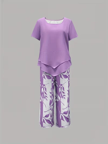 Kate2™ | Women's Leaf Print Two Piece Set
