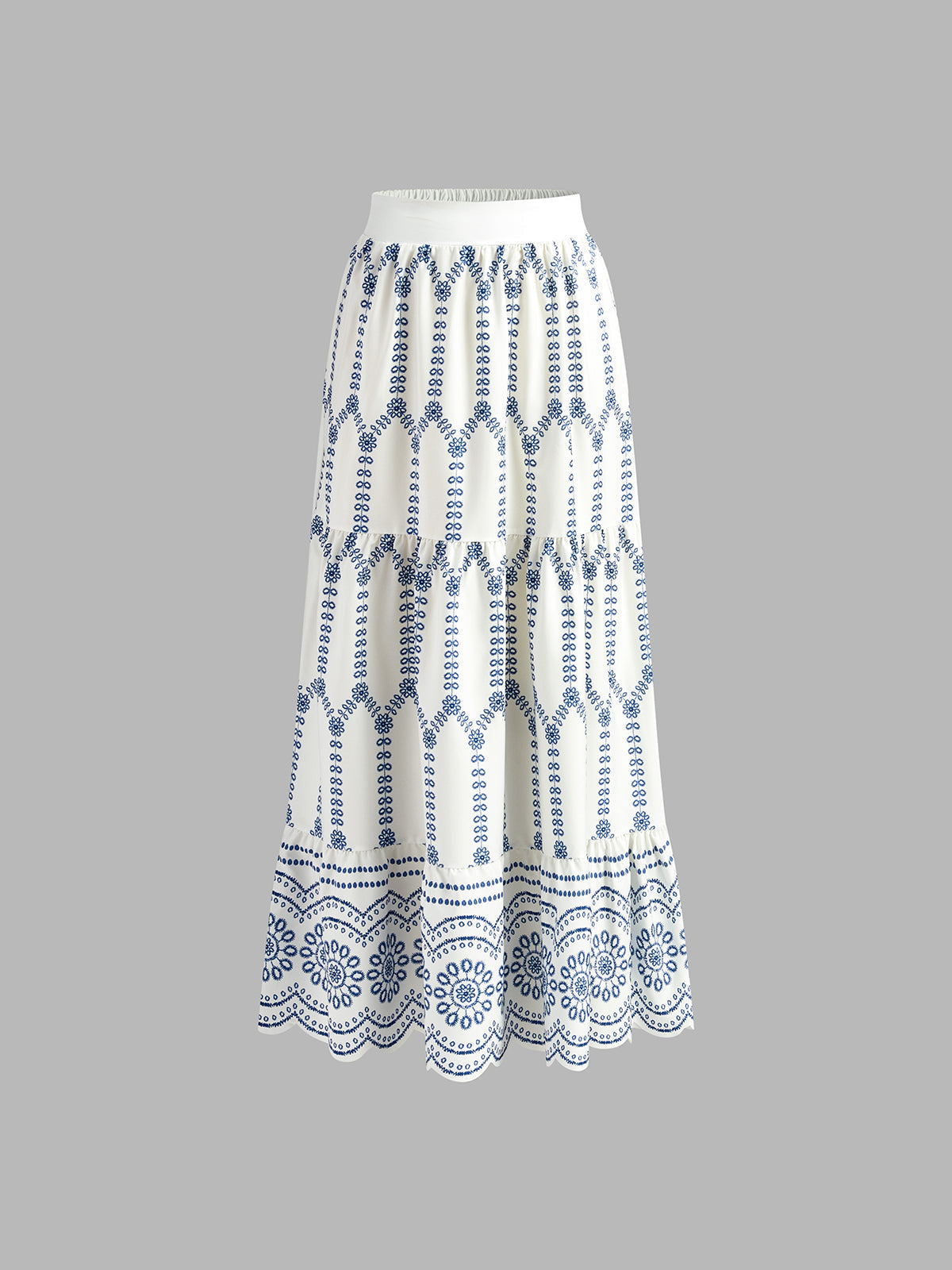 Santorini | Women's Maxi Skirt Co-Ord Set Embroidered Crop Top