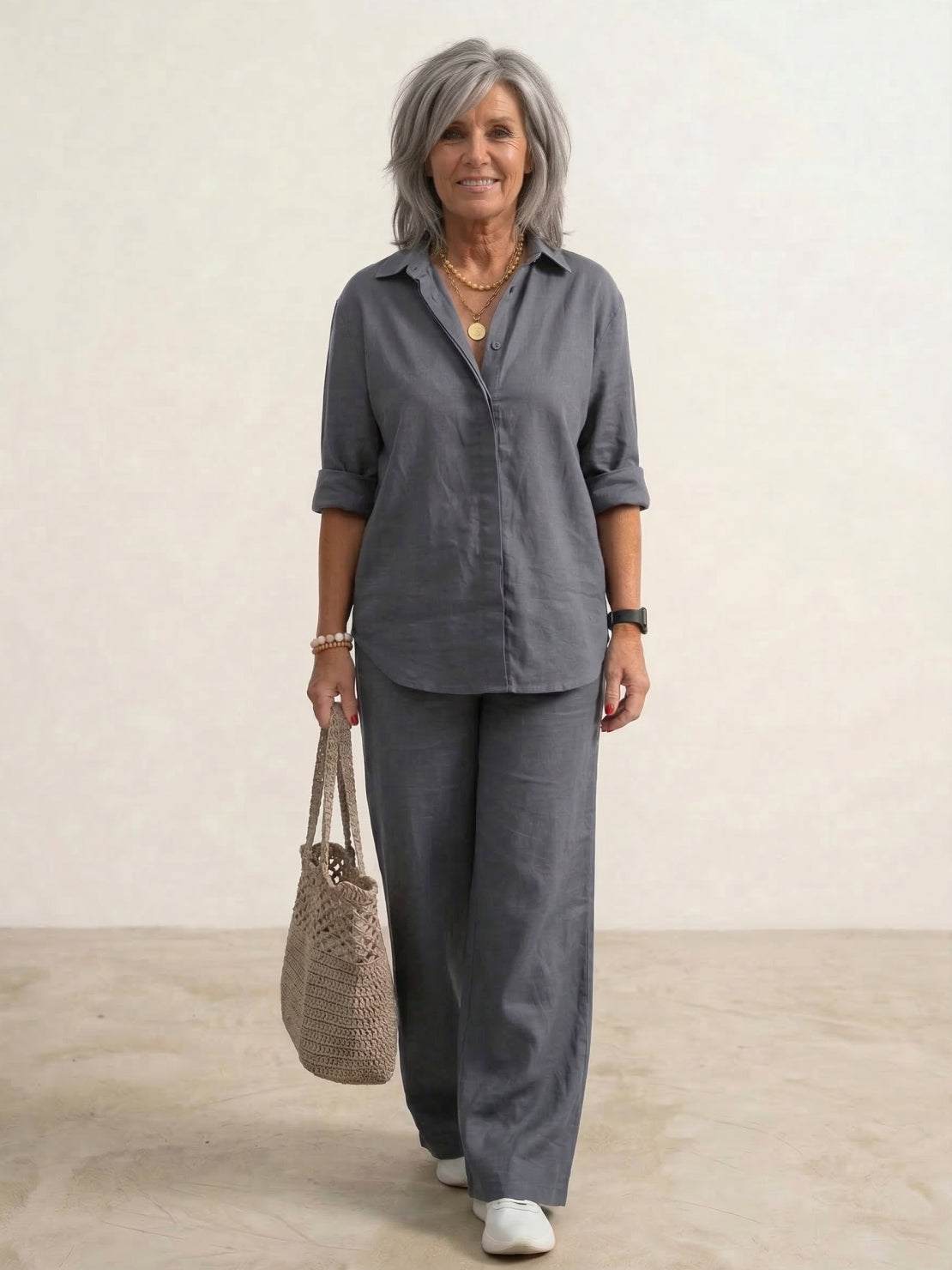 Vivian | Women's Wide-Leg Pants & Casual Button-Down Shirt Set