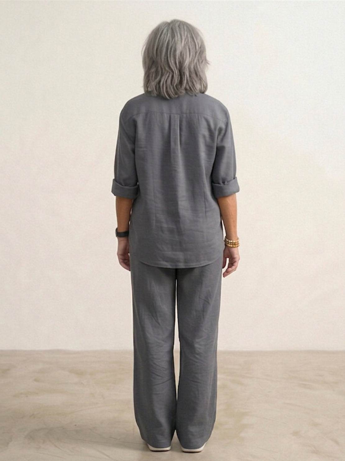 Vivian | Women's Wide-Leg Pants & Casual Button-Down Shirt Set