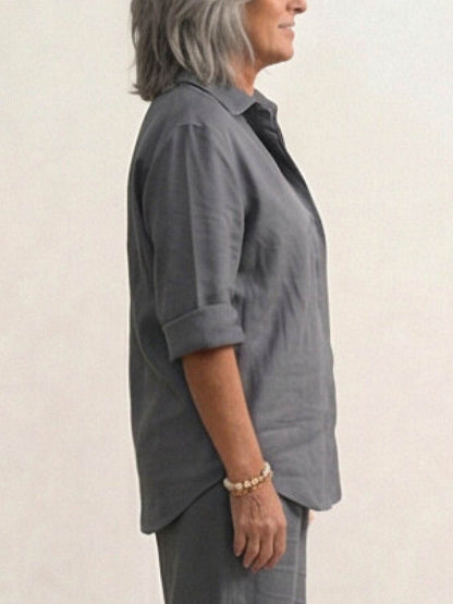 Vivian | Women's Wide-Leg Pants & Casual Button-Down Shirt Set