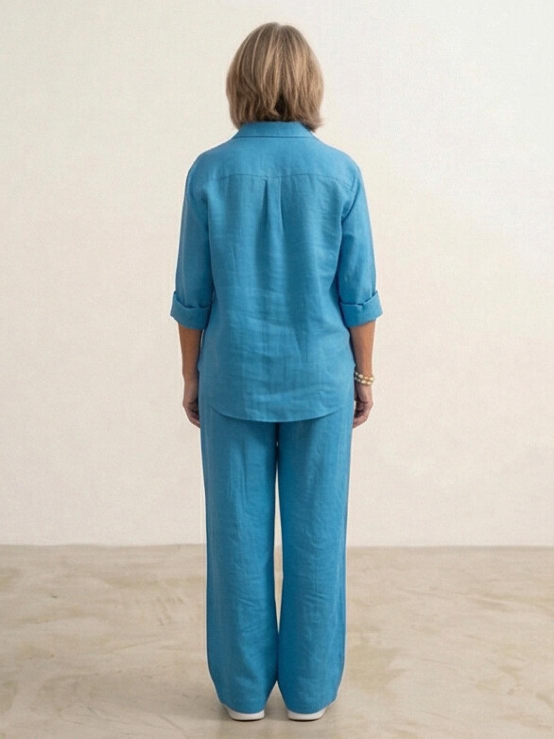 Vivian | Women's Wide-Leg Pants & Casual Button-Down Shirt Set