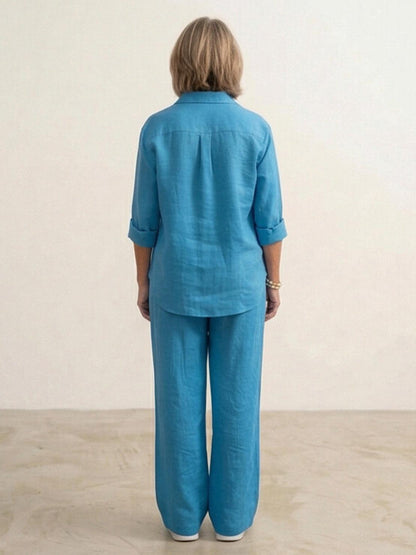 Vivian | Women's Wide-Leg Pants & Casual Button-Down Shirt Set