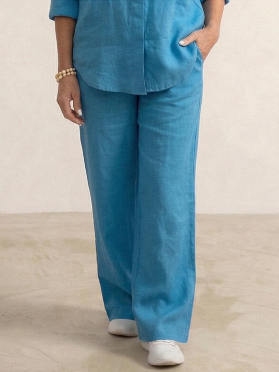 Vivian | Women's Wide-Leg Pants & Casual Button-Down Shirt Set