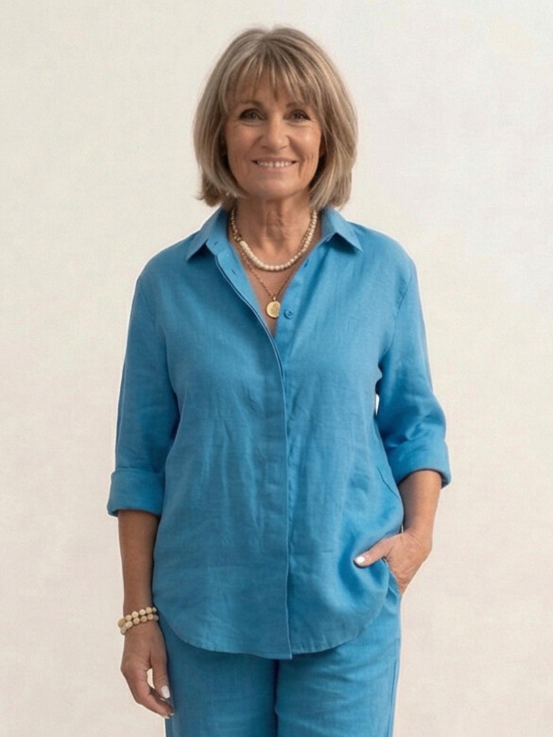 Vivian | Women's Wide-Leg Pants & Casual Button-Down Shirt Set