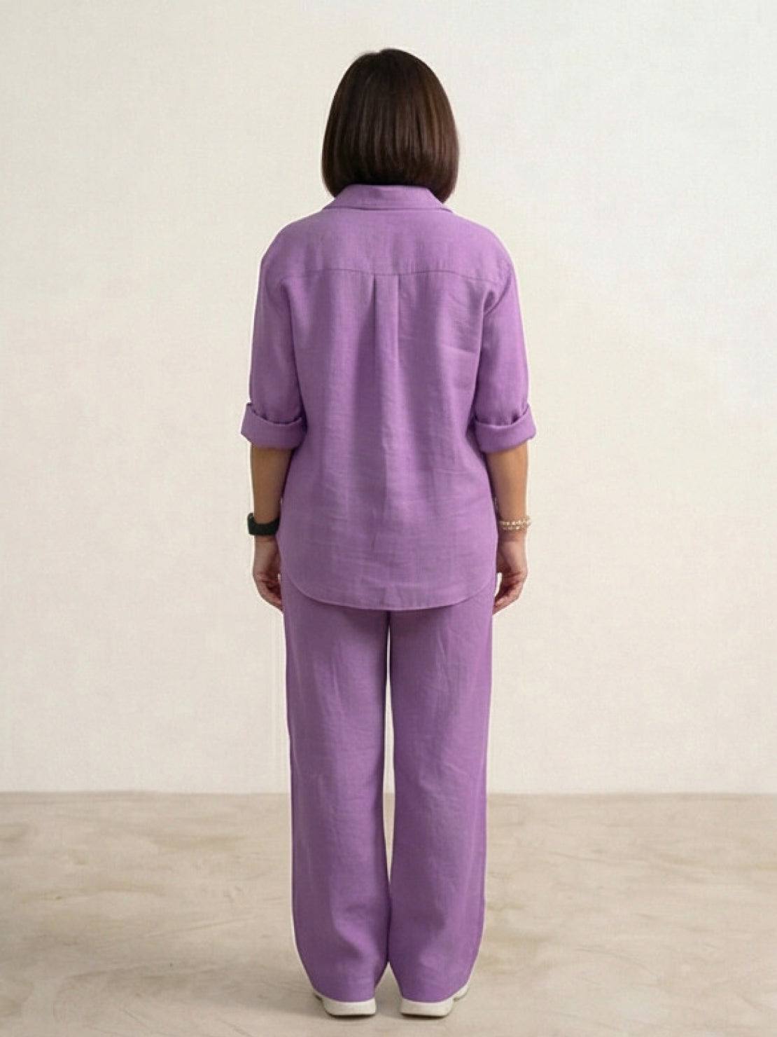 Vivian | Women's Wide-Leg Pants & Casual Button-Down Shirt Set
