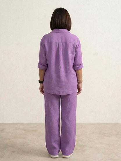 Vivian | Women's Wide-Leg Pants & Casual Button-Down Shirt Set