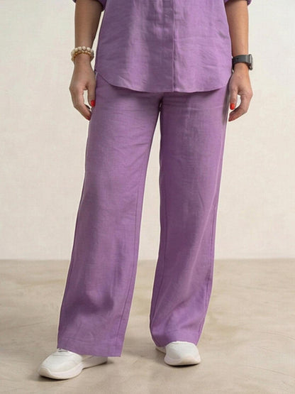 Vivian | Women's Wide-Leg Pants & Casual Button-Down Shirt Set