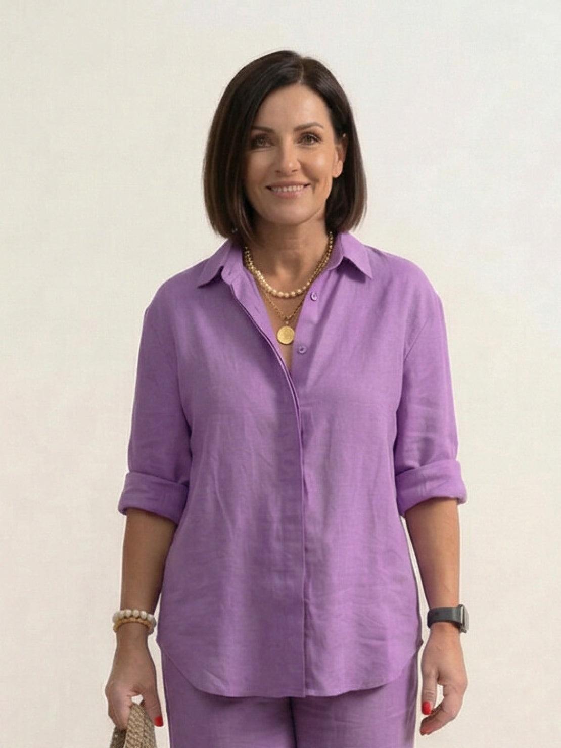 Vivian | Women's Wide-Leg Pants & Casual Button-Down Shirt Set