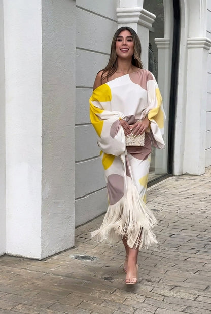Rhiannon | Women's Fringe Midi Set One Shoulder