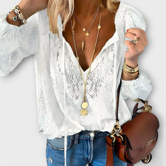 Lexi2™ | Women's V-Neck Long Sleeve Lace Blouse