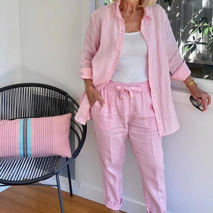 Terra | Women's Drawstring Pants & Shirt Jacket Two Piece Set