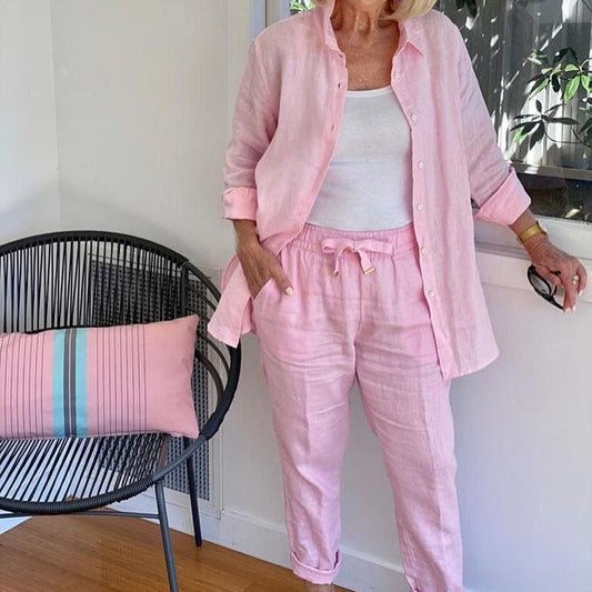 Terra | Women's Drawstring Pants & Shirt Jacket Two Piece Set
