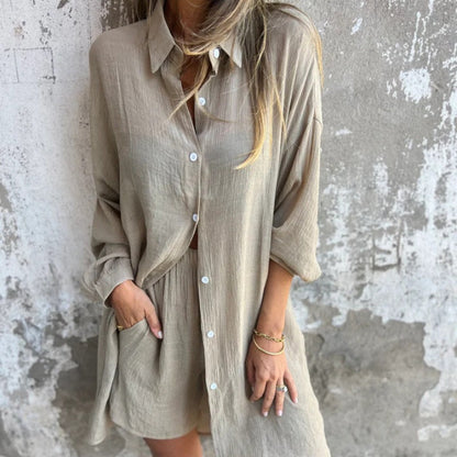 Fiona | Women's Pants & Button-Up Shirt Two-Piece Set