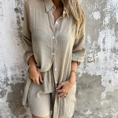 Fiona | Women's Pants & Button-Up Shirt Two-Piece Set