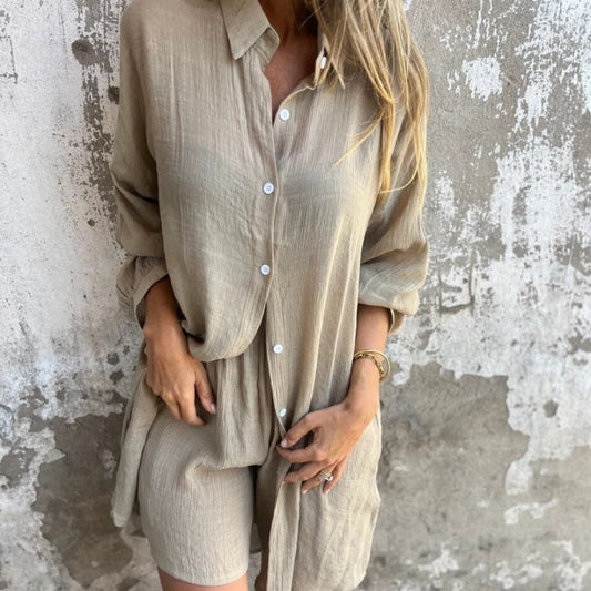 Fiona | Women's Pants & Button-Up Shirt Two-Piece Set