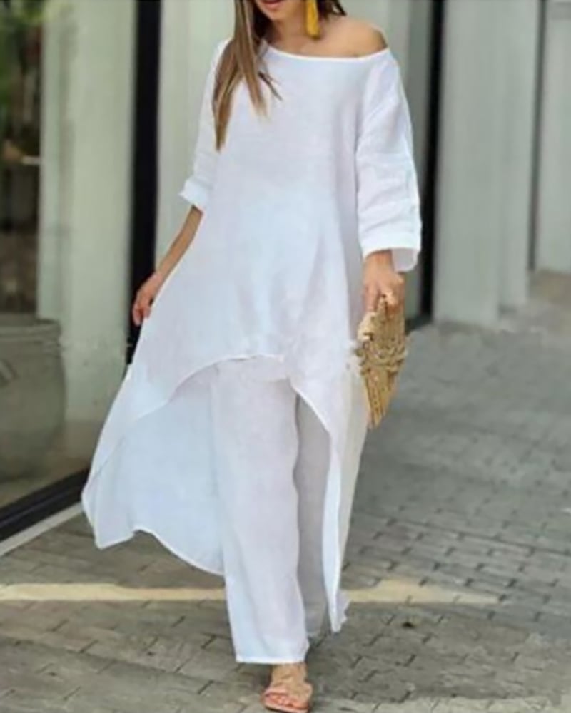 Seraphine | Women's Wide Leg Pants & Longline Tunic Two Piece Set