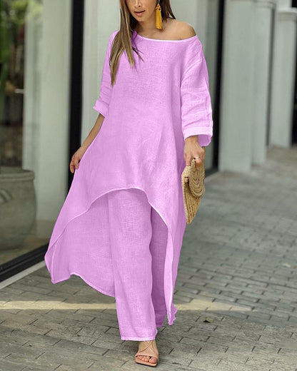 Seraphine | Women's Wide Leg Pants & Longline Tunic Two Piece Set