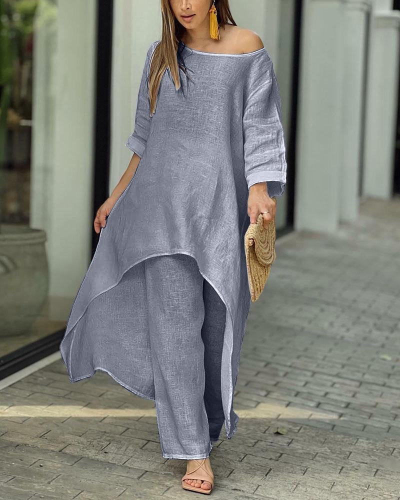 Seraphine | Women's Wide Leg Pants & Longline Tunic Two Piece Set