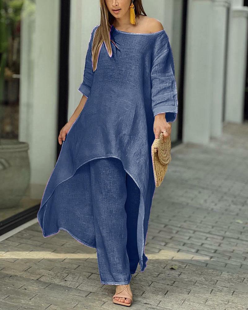 Seraphine | Women's Wide Leg Pants & Longline Tunic Two Piece Set