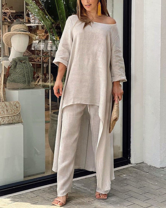 Seraphine | Women's Wide Leg Pants & Longline Tunic Two Piece Set