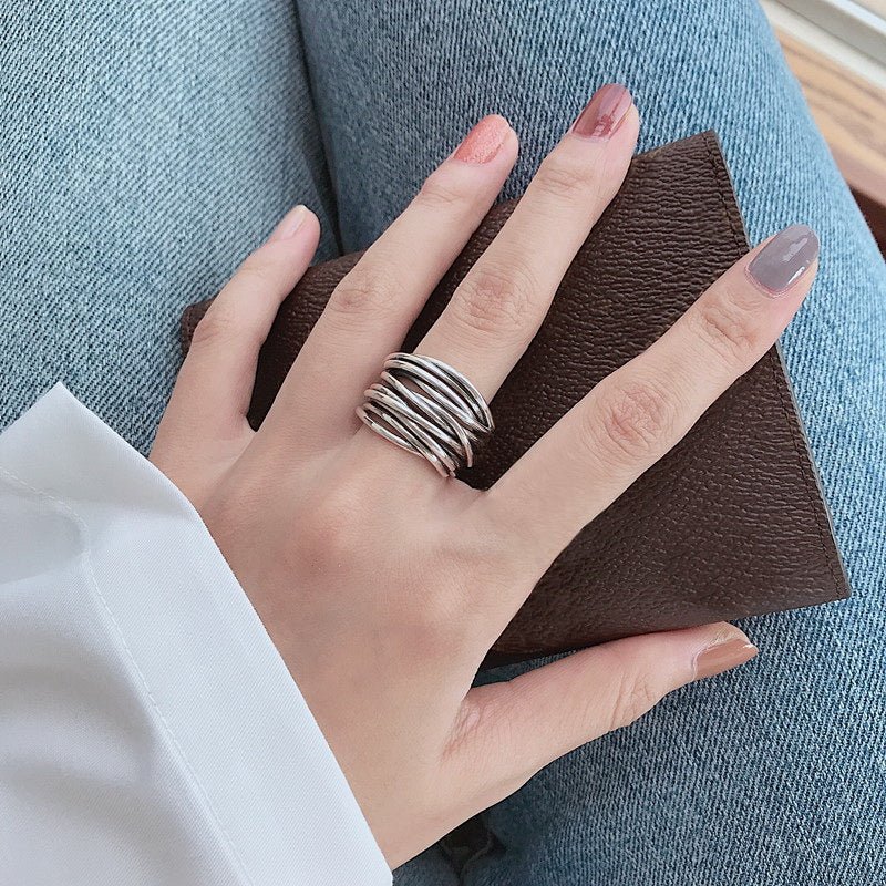 Rae | Sterling Silver Adjustable Layered Ring