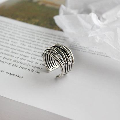Rae | Sterling Silver Adjustable Layered Ring