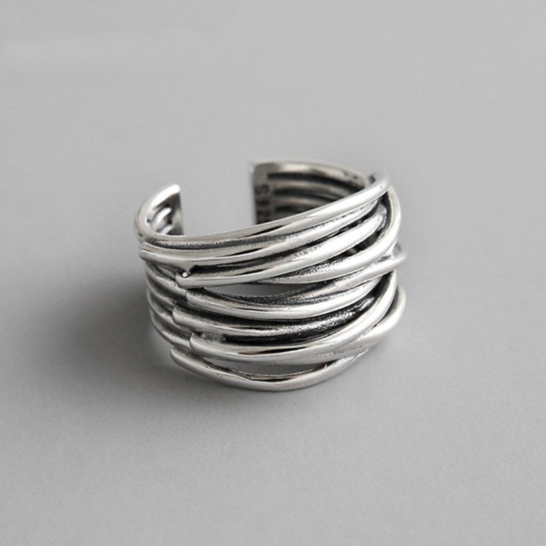 Rae | Sterling Silver Adjustable Layered Ring